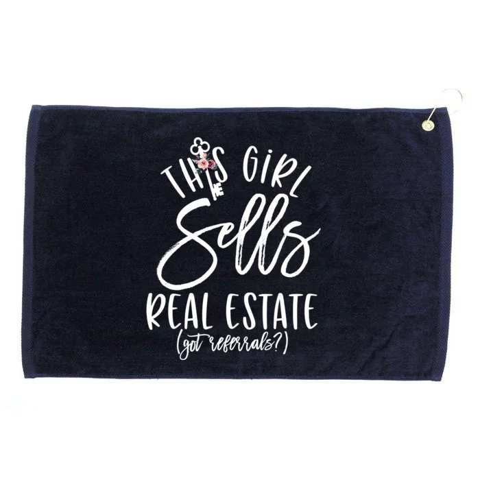 This Sells Real Estate Floral House Key Sweatshirt Grommeted Golf Towel