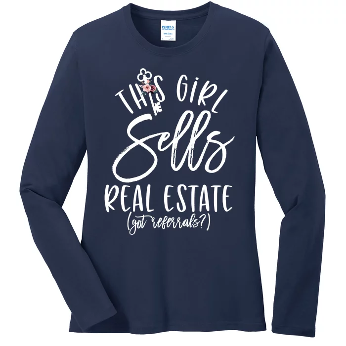 This Sells Real Estate Floral House Key Sweatshirt Ladies Long Sleeve Shirt