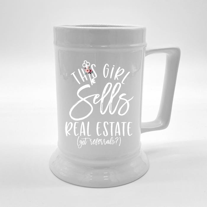 This Sells Real Estate Floral House Key Sweatshirt Front & Back Beer Stein