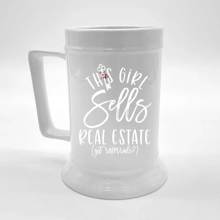 This Sells Real Estate Floral House Key Sweatshirt Front & Back Beer Stein