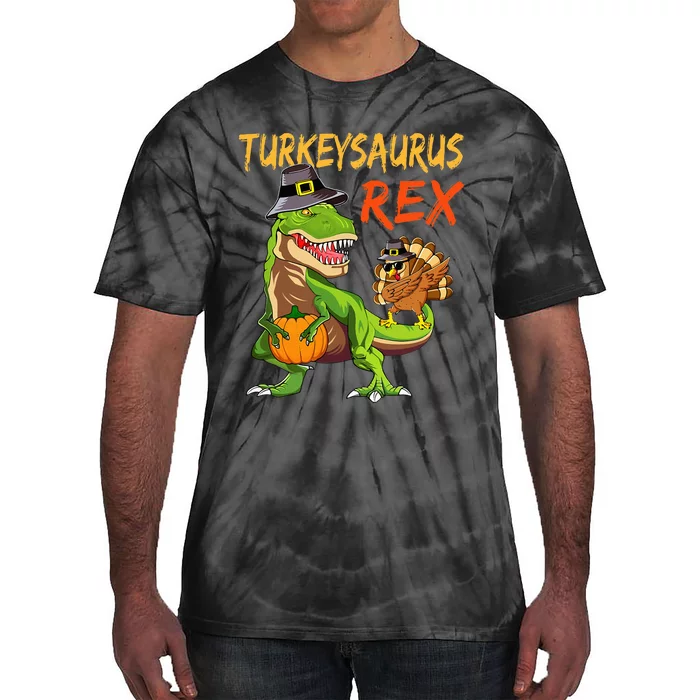 Turkey Saurus Rex Dab Turkey Dinosaur Thanksgiving Tie-Dye T-Shirt