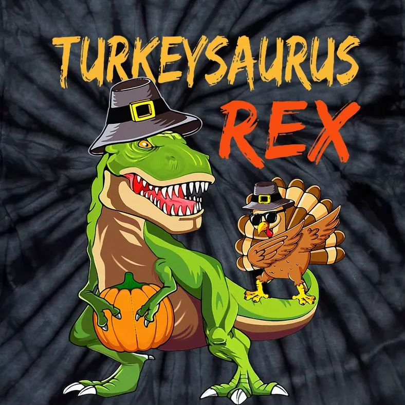 Turkey Saurus Rex Dab Turkey Dinosaur Thanksgiving Tie-Dye T-Shirt