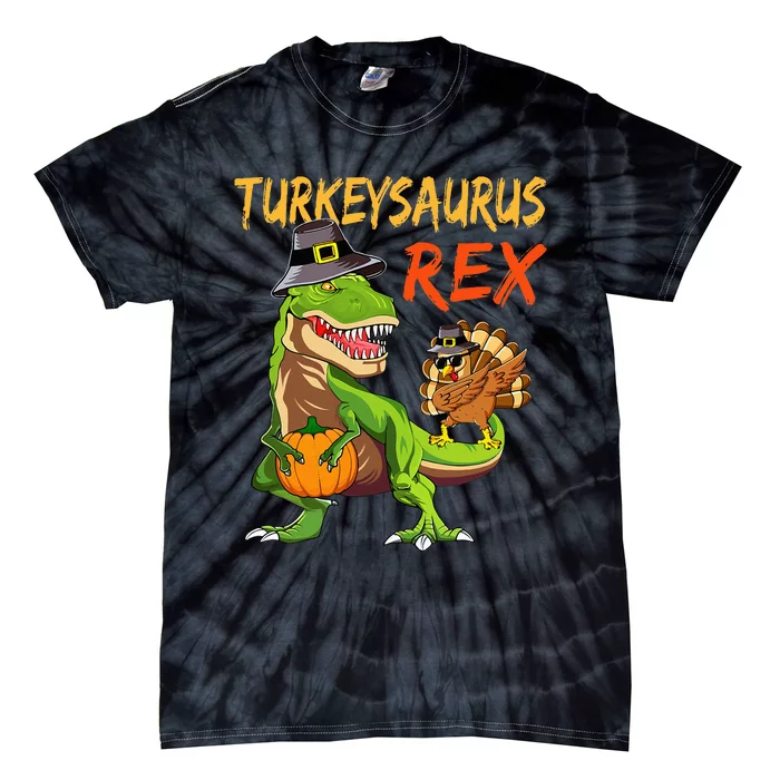 Turkey Saurus Rex Dab Turkey Dinosaur Thanksgiving Tie-Dye T-Shirt