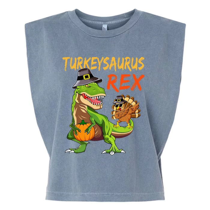 Turkey Saurus Rex Dab Turkey Dinosaur Thanksgiving Garment-Dyed Women's Muscle Tee