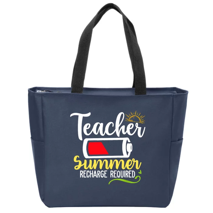 Teacher Summer Recharge Required Last Day School Vacation Zip Tote Bag