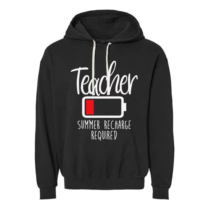 Teacher Summer Recharge Required Last day School Wo Funny Garment-Dyed Fleece Hoodie