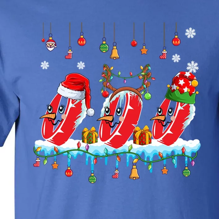 Three Santa Reindeer Elf Hockey Pucks Christmas Player Gift Tall T-Shirt