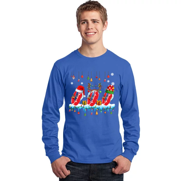 Three Santa Reindeer Elf Hockey Pucks Christmas Player Gift Tall Long Sleeve T-Shirt