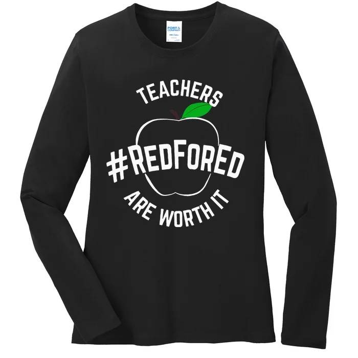 Teacher Support Red for Ed Ladies Long Sleeve Shirt