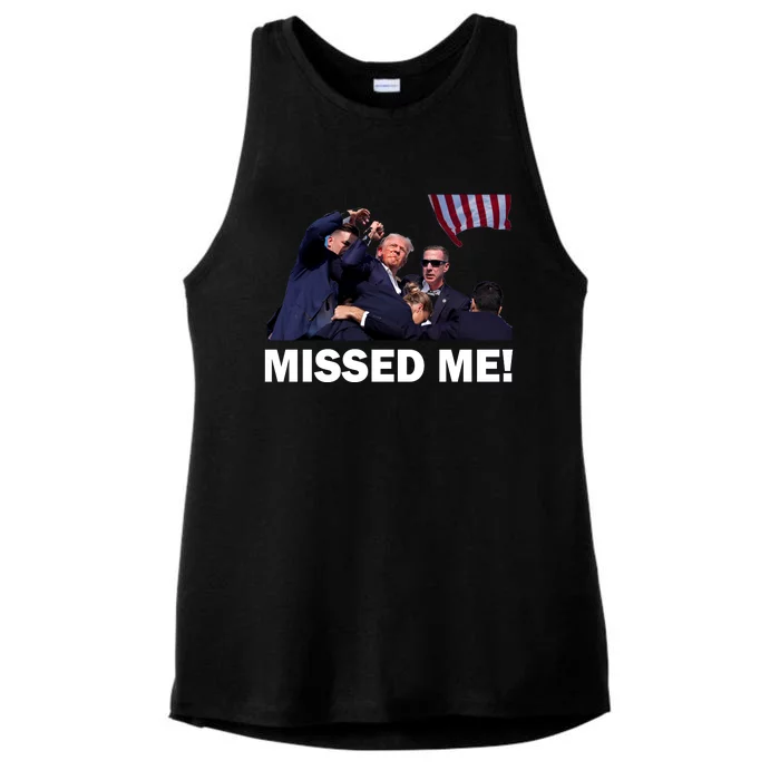 Trump Shot Rally Assassination Missed Me! Ladies Tri-Blend Wicking Tank