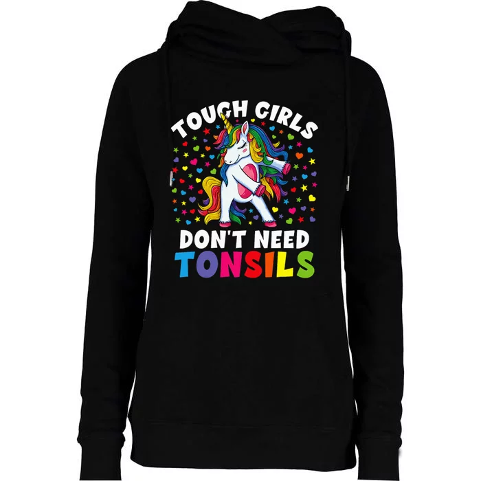 Tonsil Surgery Recovery Gift Unicorn Tonsil Removal Womens Funnel Neck Pullover Hood