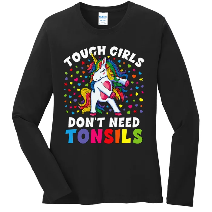 Tonsil Surgery Recovery Gift Unicorn Tonsil Removal Ladies Long Sleeve Shirt