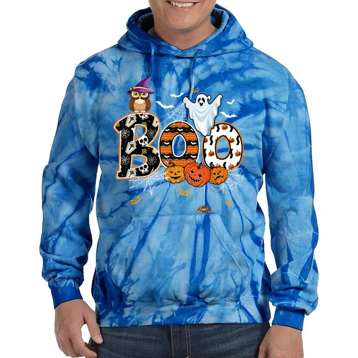 Teacher Squad Retro Halloween Boo 2 Funny Gift Tie Dye Hoodie