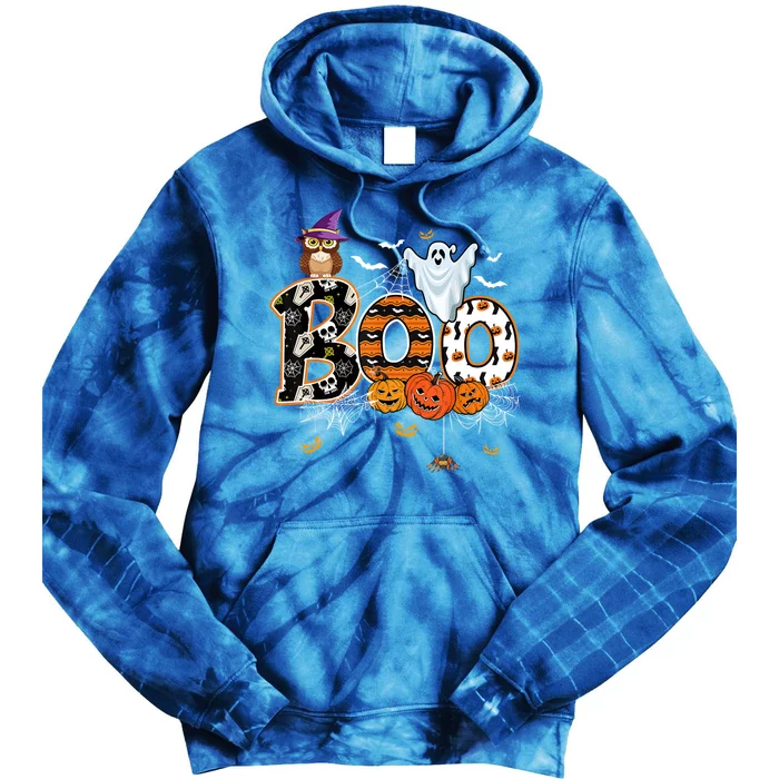 Teacher Squad Retro Halloween Boo 2 Funny Gift Tie Dye Hoodie