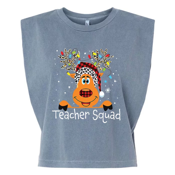 Teacher Squad Reindeer Funny Teacher Christmas Xmas Garment-Dyed Women's Muscle Tee