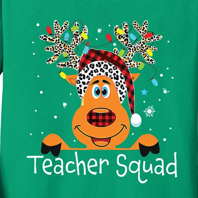 Teacher Squad Reindeer Funny Teacher Christmas Xmas Kids Long Sleeve Shirt