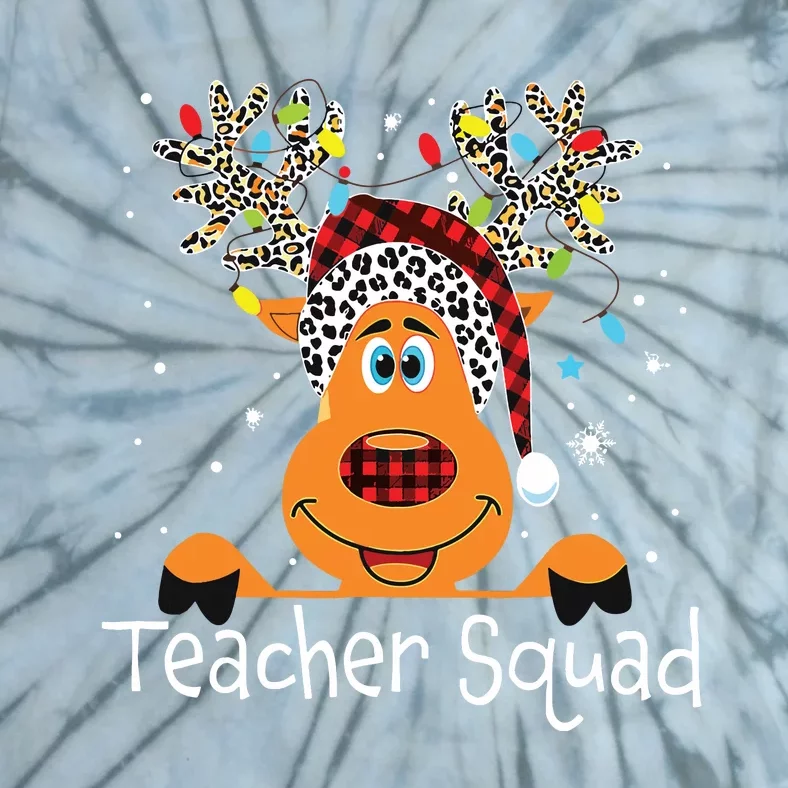 Teacher Squad Reindeer Funny Teacher Christmas Xmas Tie-Dye T-Shirt