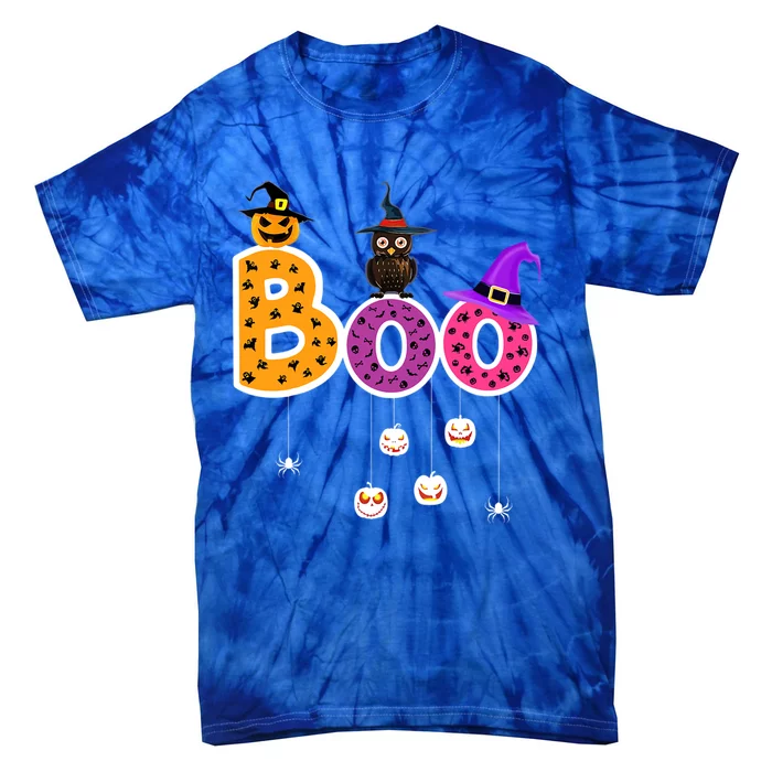 Teacher Squad Retro Halloween Boo Funny Gift Tie-Dye T-Shirt