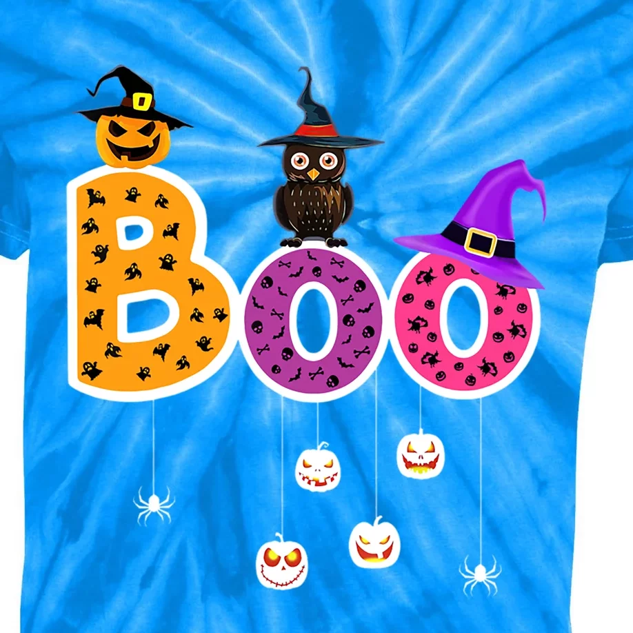 Teacher Squad Retro Halloween Boo Funny Gift Kids Tie-Dye T-Shirt