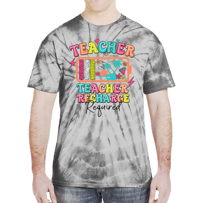 Teacher Summer Recharge Required Funny Teacher Tie-Dye T-Shirt