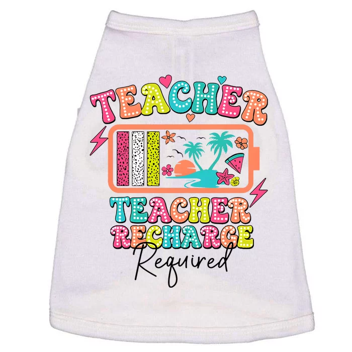 Teacher Summer Recharge Required Funny Teacher Doggie Tank