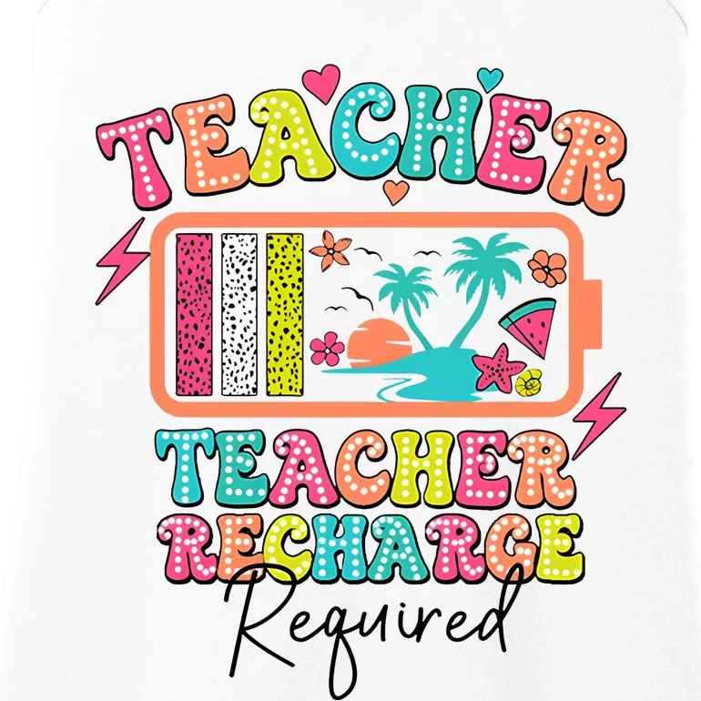 Teacher Summer Recharge Required Funny Teacher Ladies Essential Tank