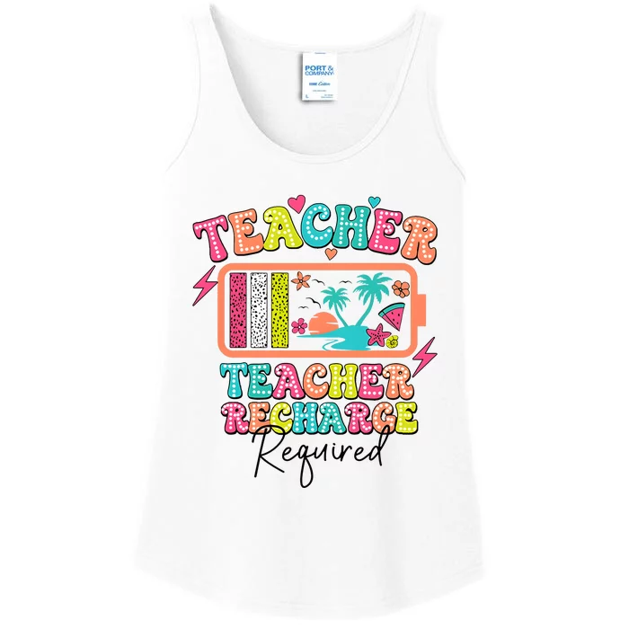 Teacher Summer Recharge Required Funny Teacher Ladies Essential Tank