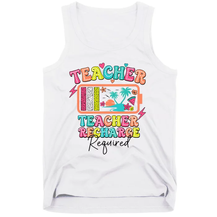 Teacher Summer Recharge Required Funny Teacher Tank Top