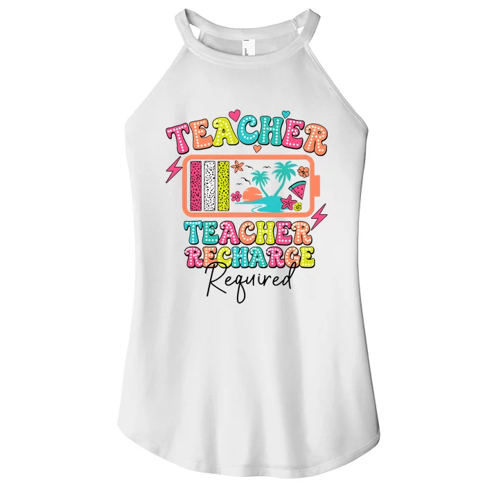 Teacher Summer Recharge Required Funny Teacher Women’s Perfect Tri Rocker Tank