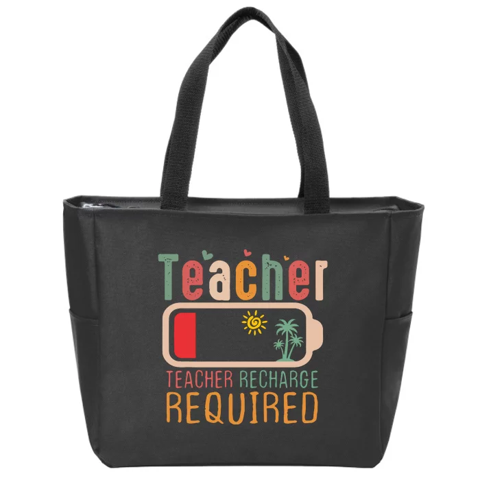 Teacher Summer Recharge Required Zip Tote Bag