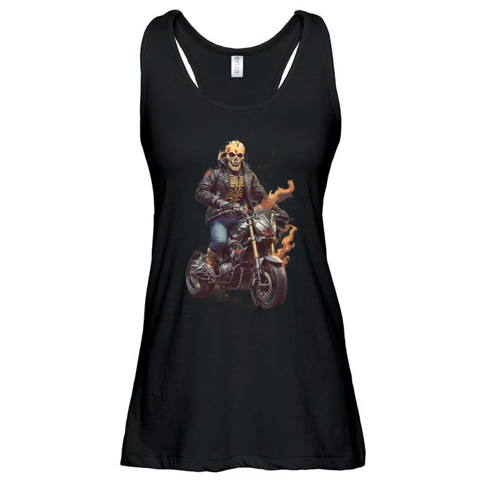 Trendy Skeleton Riding A Motorbike Ladies Essential Flowy Tank