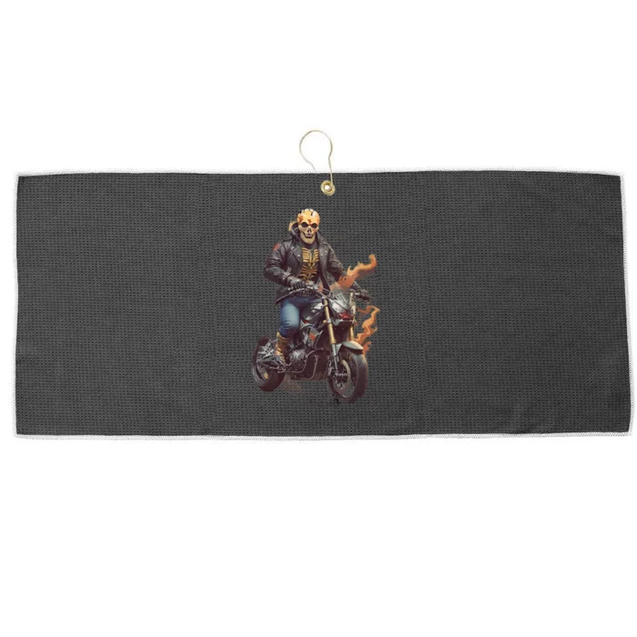 Trendy Skeleton Riding A Motorbike Large Microfiber Waffle Golf Towel