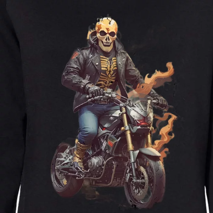 Trendy Skeleton Riding A Motorbike Womens California Wash Sweatshirt