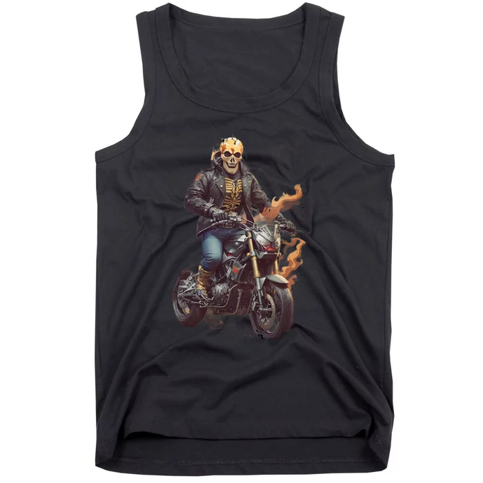 Trendy Skeleton Riding A Motorbike Tank Top