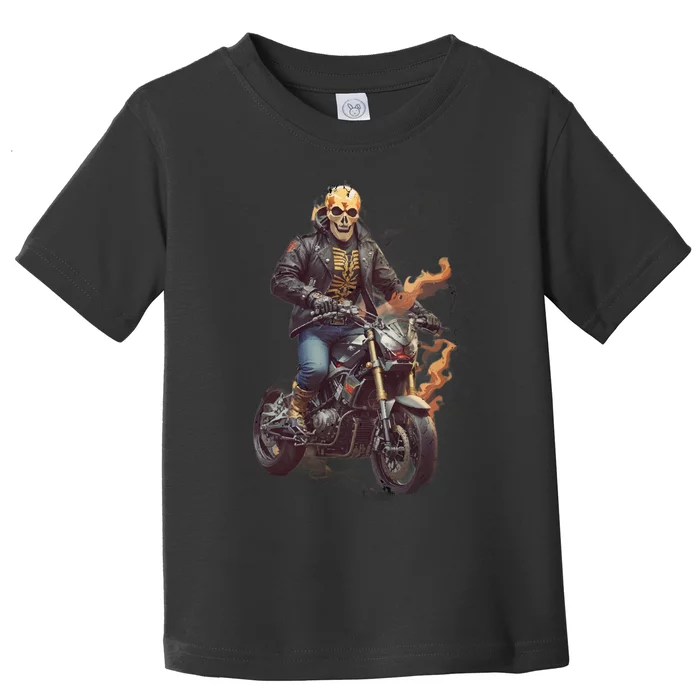 Trendy Skeleton Riding A Motorbike Toddler T-Shirt