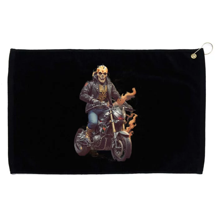 Trendy Skeleton Riding A Motorbike Grommeted Golf Towel