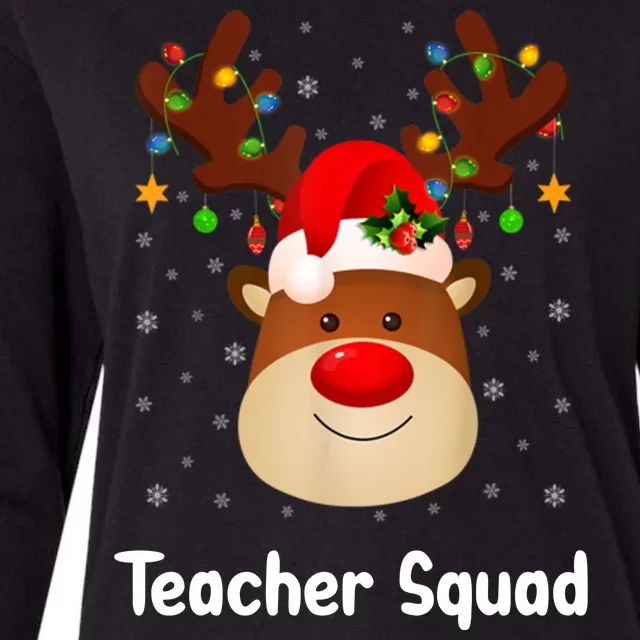 Teacher Squad Reindeer Womens Cotton Relaxed Long Sleeve T-Shirt