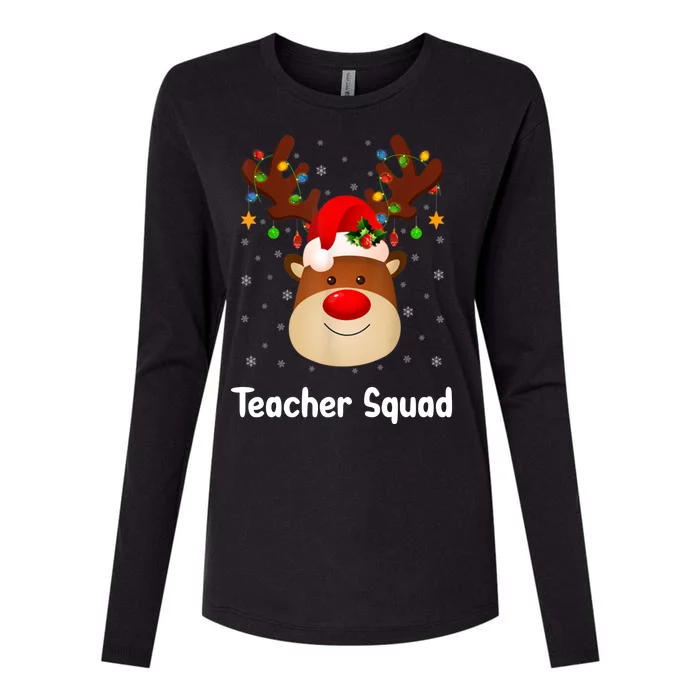 Teacher Squad Reindeer Womens Cotton Relaxed Long Sleeve T-Shirt