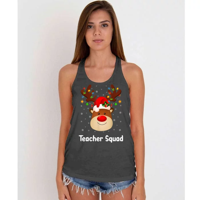 Teacher Squad Reindeer Women's Knotted Racerback Tank