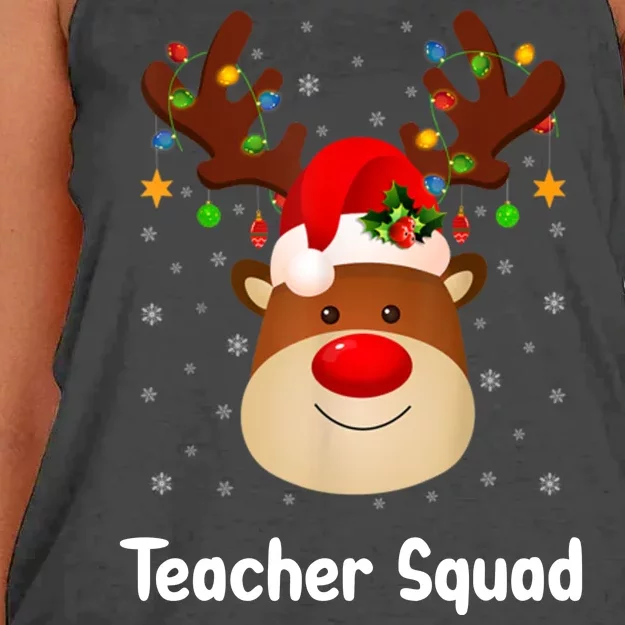 Teacher Squad Reindeer Women's Knotted Racerback Tank