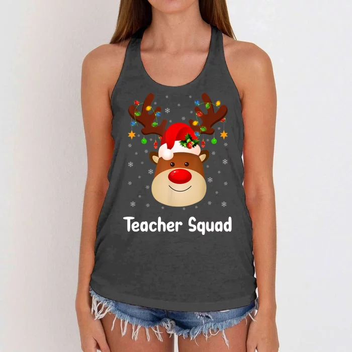 Teacher Squad Reindeer Women's Knotted Racerback Tank