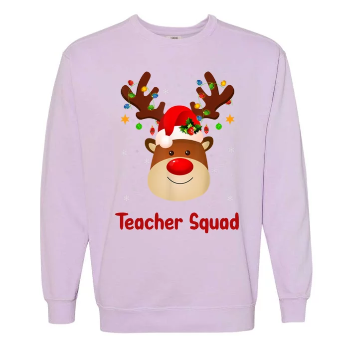 Teacher Squad Reindeer Garment-Dyed Sweatshirt