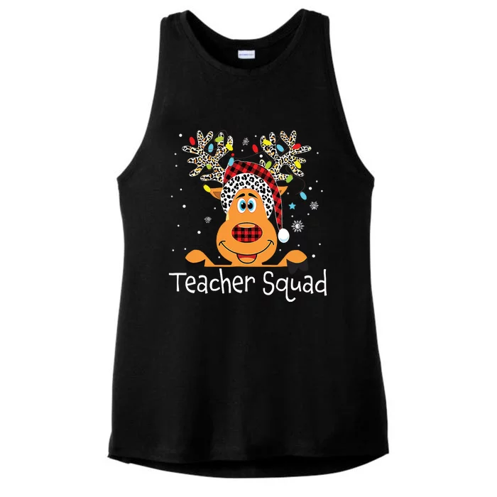 Teacher Squad Reindeer Funny Teacher Christmas Xmas Ladies Tri-Blend Wicking Tank