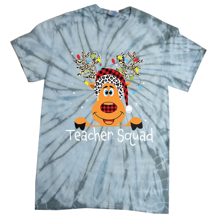 Teacher Squad Reindeer Funny Teacher Christmas Xmas Tie-Dye T-Shirt