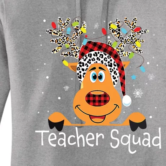 Teacher Squad Reindeer Funny Teacher Christmas Xmas Women's Pullover Hoodie