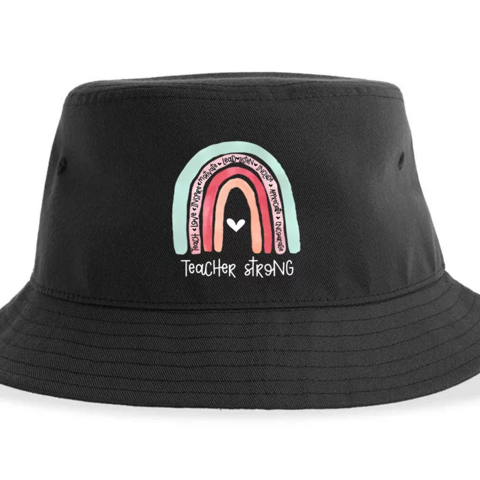 Teacher Strong Rainbow Teacher Life Sustainable Bucket Hat