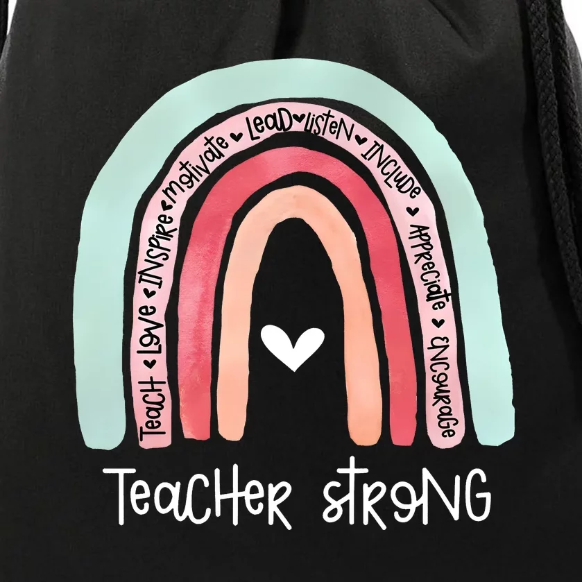 Teacher Strong Rainbow Teacher Life Drawstring Bag