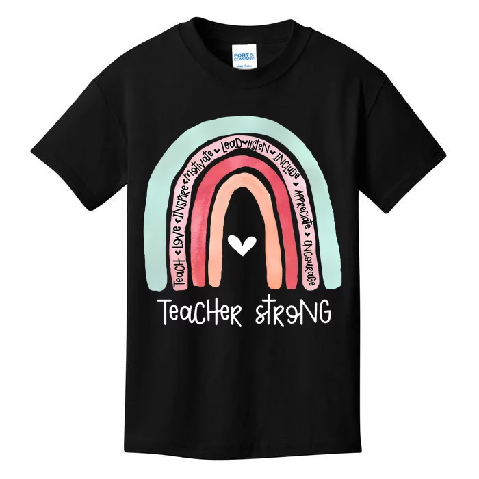 Teacher Strong Rainbow Teacher Life Kids T-Shirt