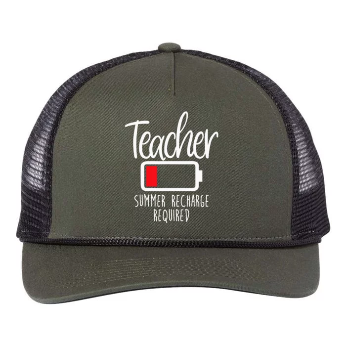 Teacher Summer Recharge Required Last Day School Women Funny Retro Rope Trucker Hat Cap