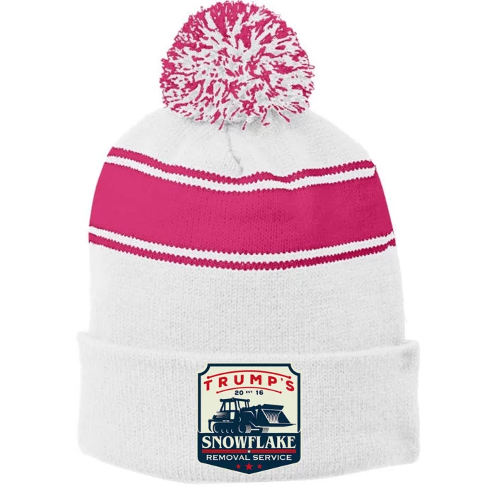 TrumpS Snowflake Removal Service Stripe Pom Pom Beanie